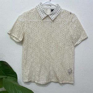 The Kooples Lace Sheer Top w. Detailed Collar